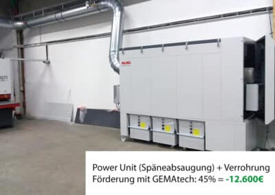 Beispiel-Projekt zu Förderung für Absauganalgen mit einer Power Unit und Ersparnis von 12.600 Euro