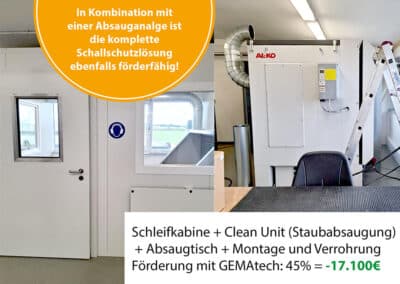 Beispiel-Projekt zu Förderung für Absauganalgen mit einer Schleifkabine mit Absaugung und Ersparnis von 17.100 Euro